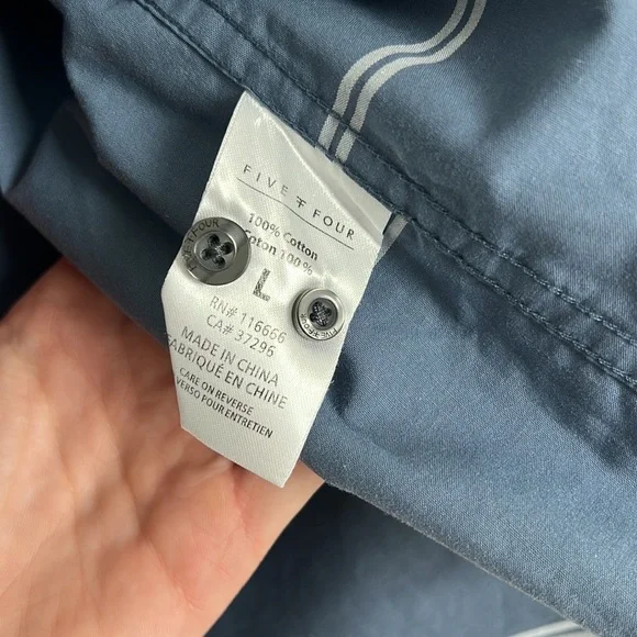 Blue stripe long sleeve cotton button up for men - Picture 3 of 3